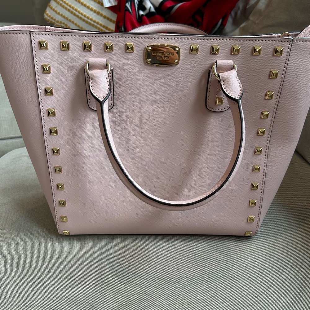 Michael Kors like new light pink studded tote